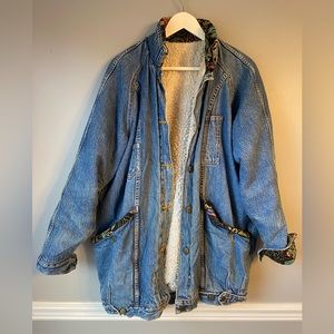 Vintage Long Sherpa Lined Denim Jacket